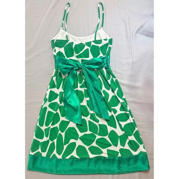 Jodi Kristopher Mini Dress Women S Green Giraffe Print Satin Sash Y2K - Picture 3 of 8